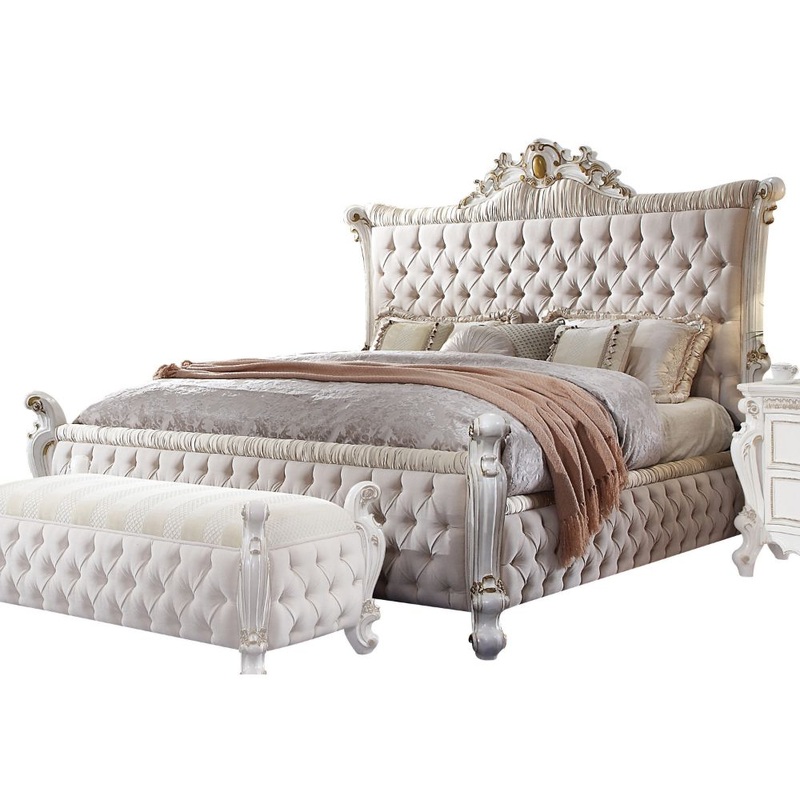 ACME Picardy Fabric Antique Pearl California King Bed Model 27874CK