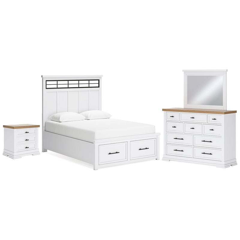 Ashbryn Queen Storage Bed, Dresser, Mirror and Nightstand