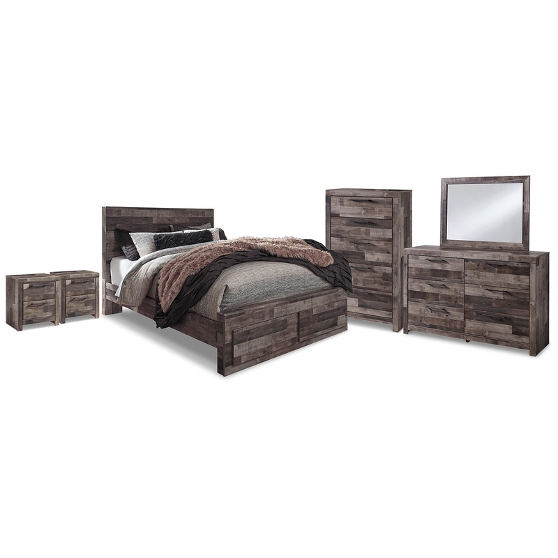 Derekson Queen Storage Bed, Dresser, Mirror, Chest and 2 Nightstands