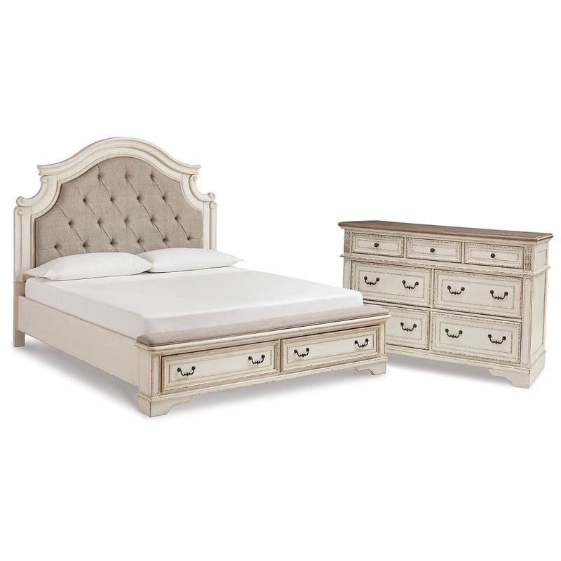 Realyn King Panel Storage Bed and Dresser