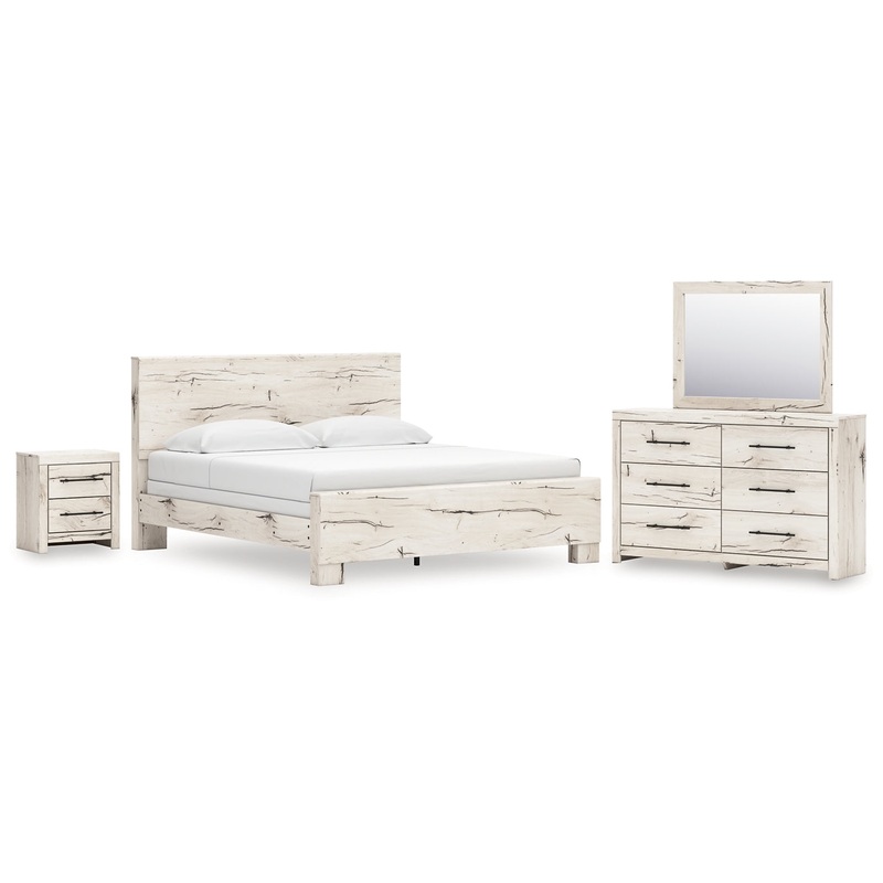 Lawroy King Panel Bed, Dresser, Mirror and Nightstand