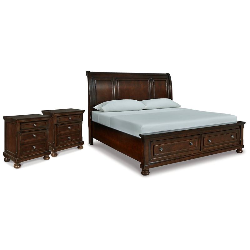 Porter California King Sleigh Bed and 2 Nightstands