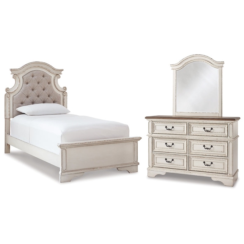 Realyn Twin Bed, Dresser and Mirror