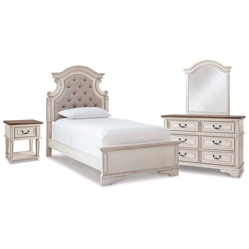 Realyn Twin Panel Bed, Dresser, Mirror and Nightstand