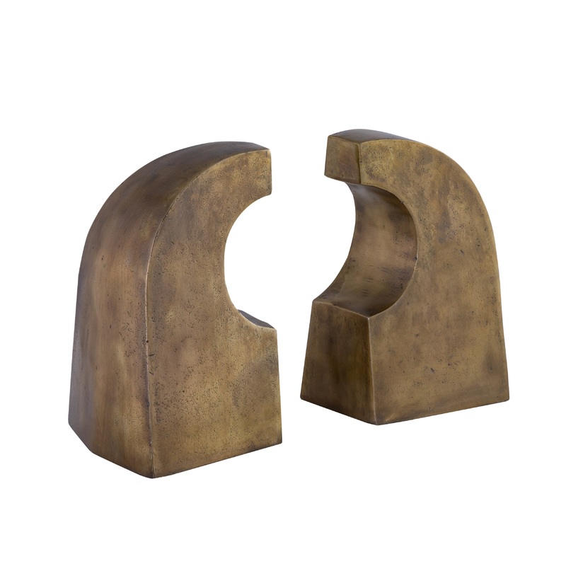 Neebing Antique Brass Finish Bookend Set Of 2