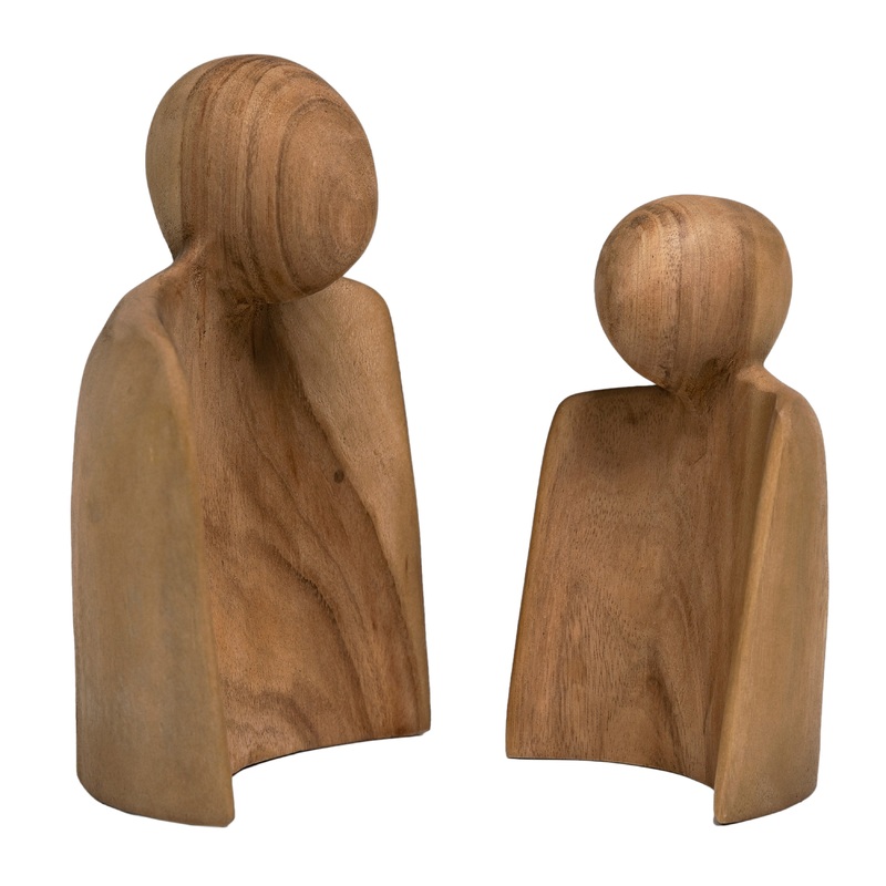 Wood Natural Sculpture Set Of 2