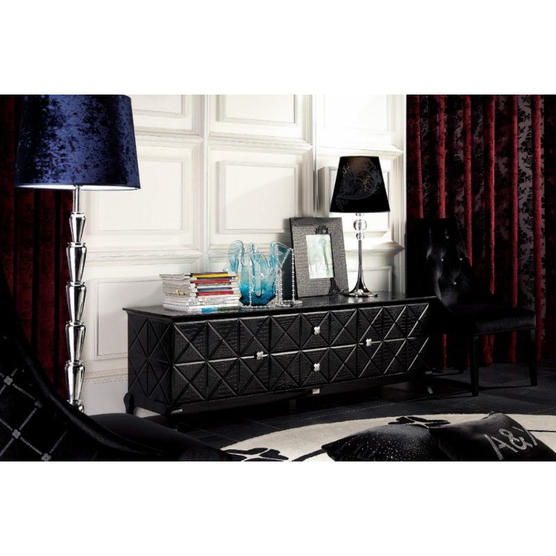 A&X Monte Cristo Black Crocodile Lacquer Tv Stand Model VGUNAK538-180