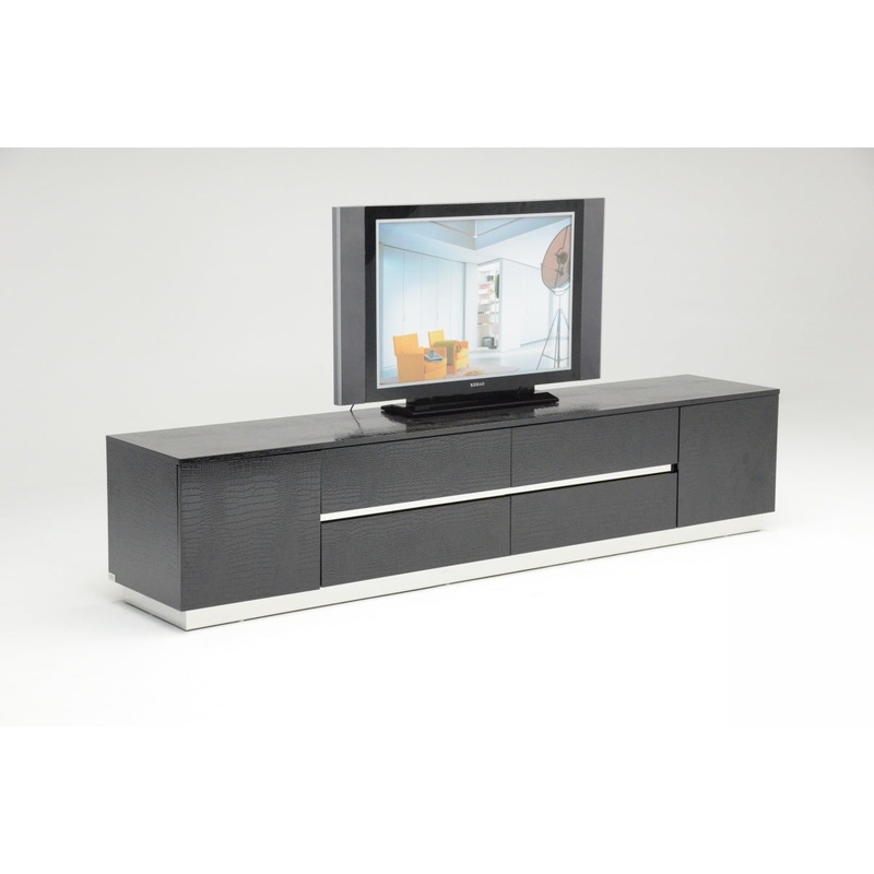 A&X Skyline Modern Black Crocodile Lacquer Tv Stand Model VGUNAK588-230-BLK