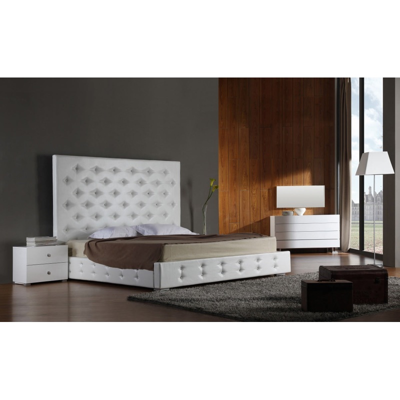 Elbrus White Modern Leather Platform Bed Model VGKCELBRUS-WHT