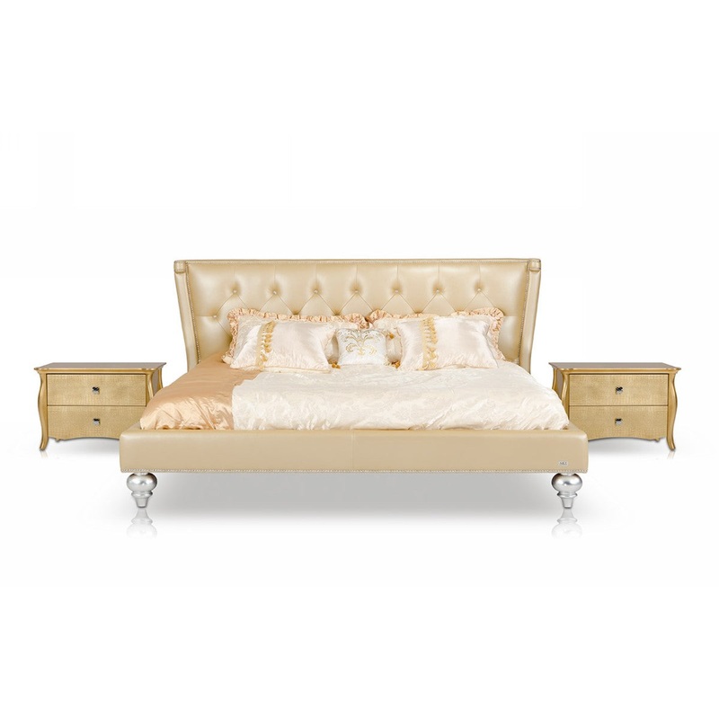 Monica Modern Champagne Leather Bed Model VGUNAW227-180