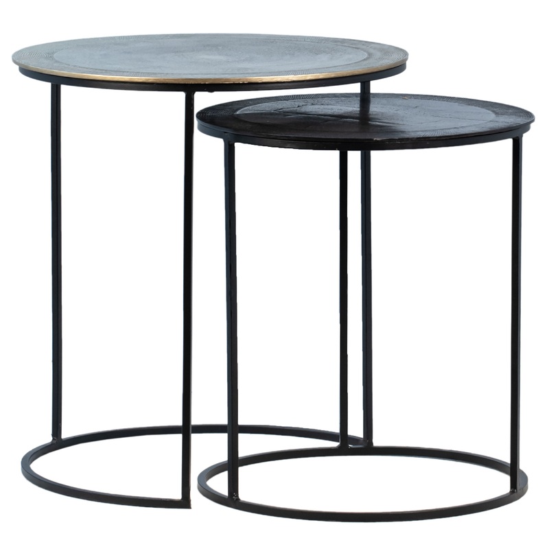 Azure Black and Antique Brass Finish Nesting Tables