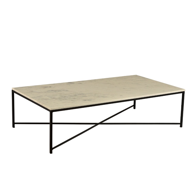 Aldrich Off White Marble and Gunmetal Frame Coffee Table