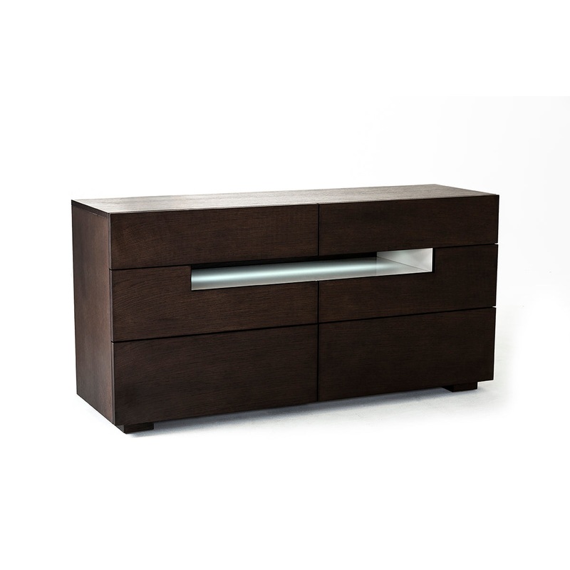 Modrest Ceres Contemporary Brown Oak And Grey Dresser With Led Light Model VGWCCG05D-WNG