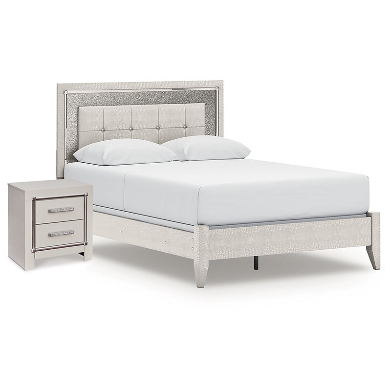 Zyniden Queen Panel Bed and Nightstand