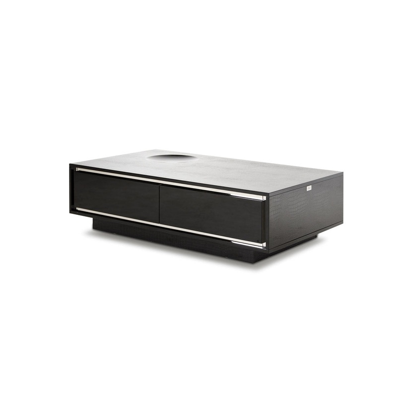 A&X Grand Modern Black Crocodile Lacquer Coffee Table With 2 Drawers Model VGUNCK8315-BLK
