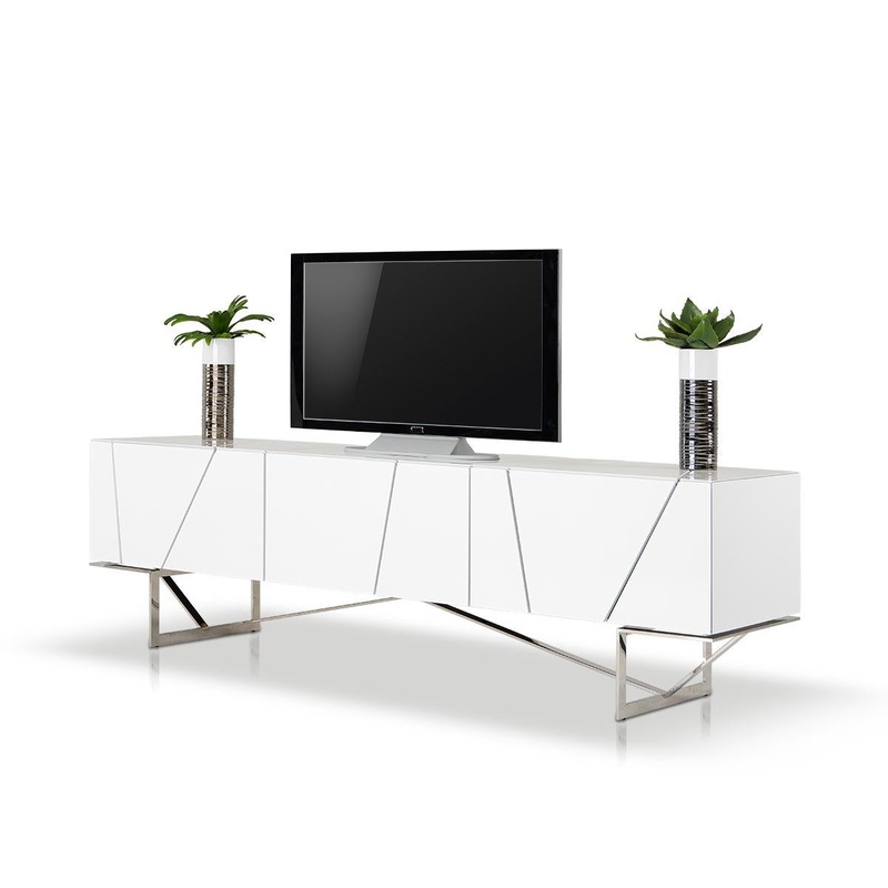 Rostock Modern White Tv Stand Model VGWCROSTOCK-WHT