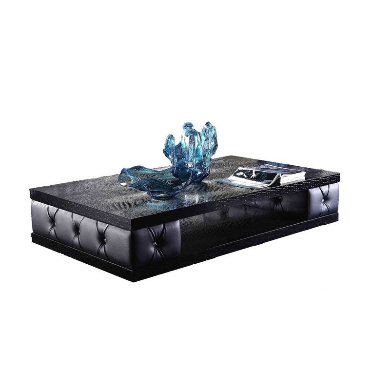 A&X Cecily Transitional Black Leather With Crystals Coffee Table Model VGUNAK869-160