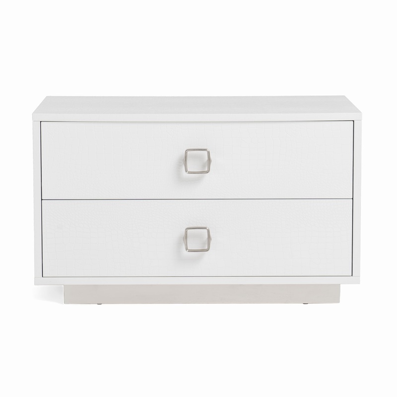 A&X Victoria Modern White Crocodile Nightstand Model VGUNAW324-80-CROC
