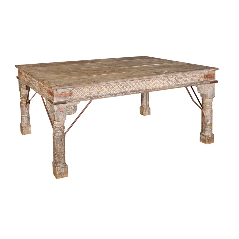 Antique Bleach Indian Thaket Table