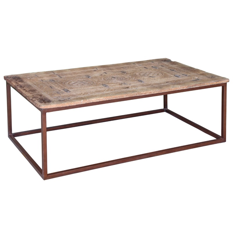 Wooden Bleached And Iron Coffee Table
