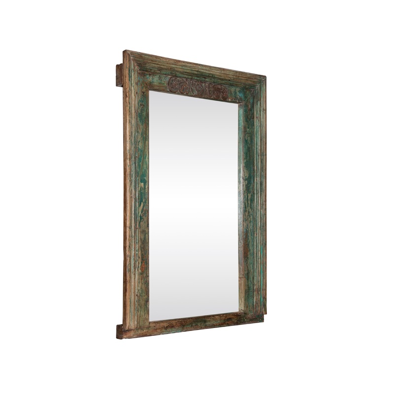 Wooden Distressed Painted Finish with Mansion Wax and Lacquer Polish Mirror Frame
