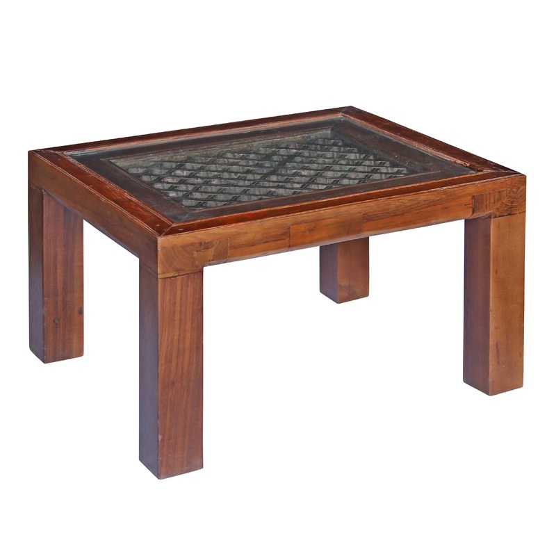 Wooden Mansion Wax and Lacquer Polish Glass Coffee Table