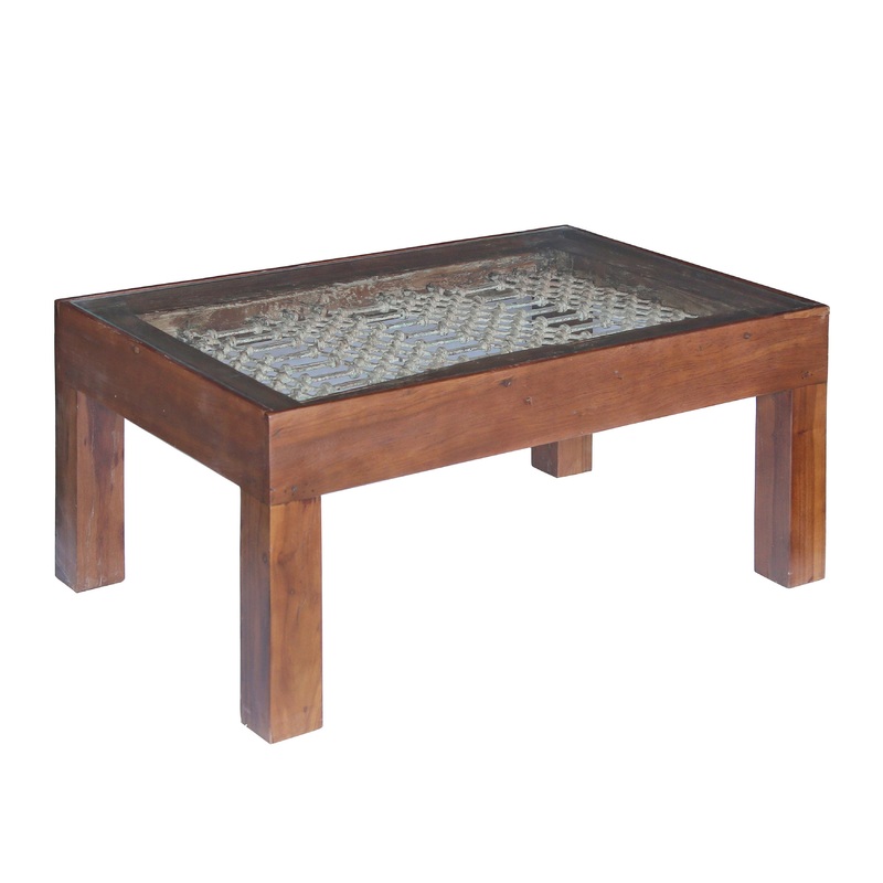 Wooden Mansion Wax and Lacquer Polish Jali Window Coffee Table