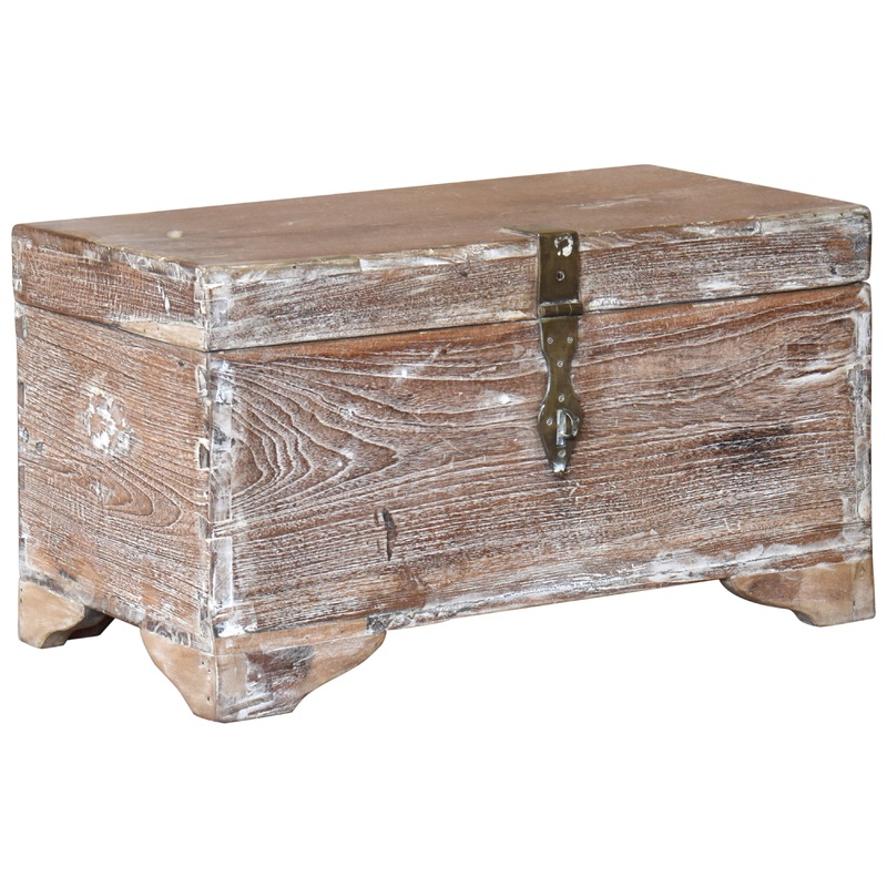Wooden Natural Wax Finish With Distressed Paint Box