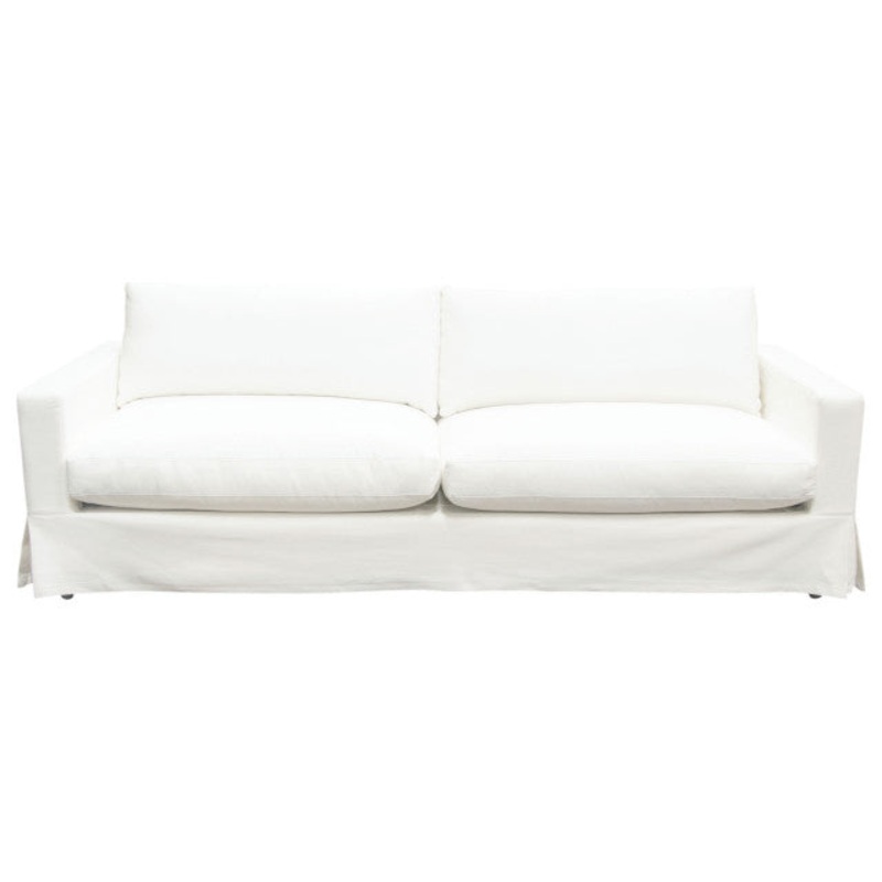 Savannah Slip-Cover Sofa in White Natural Linen By Diamond Sofa