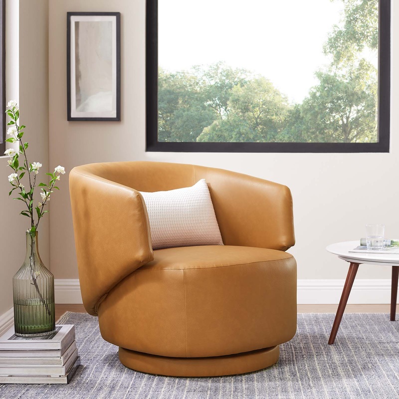 Celestia Vegan Leather Swivel Chair Modway Model: EEI-6358-TAN