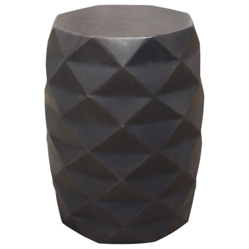 Fig Solid Mango Wood Accent Table in Grey Finish Geometric Motif By Diamond Sofa