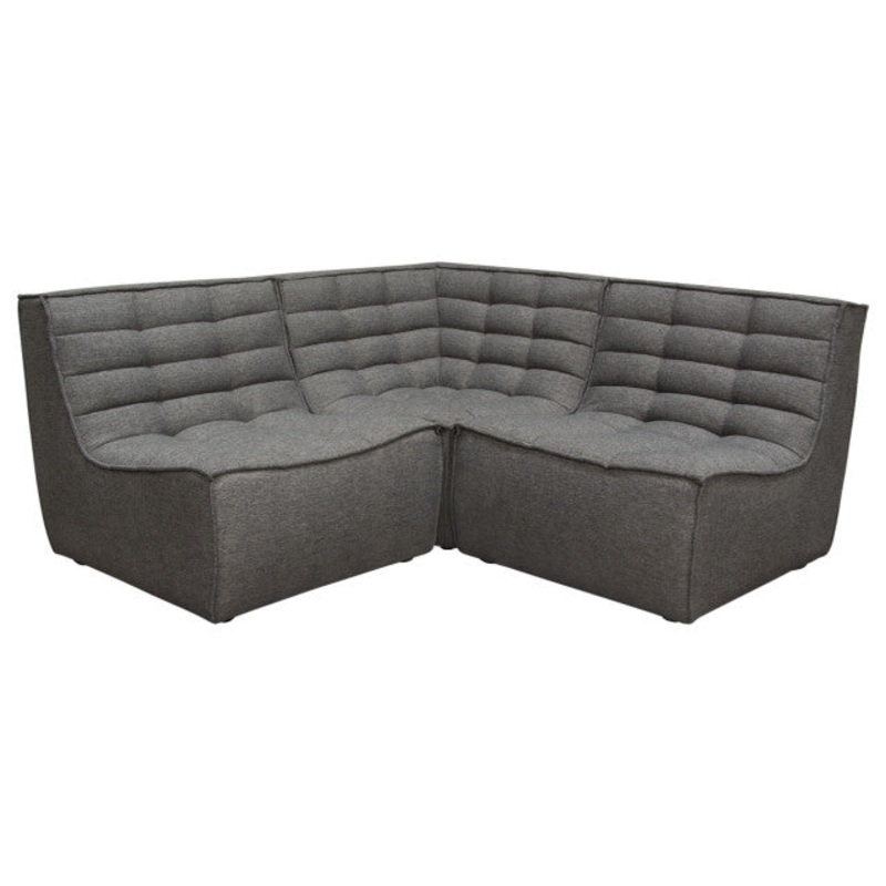 Marshall 3PC Corner Modular Sectional w/ Scooped Seat in Grey Fabric By Diamond Sofa