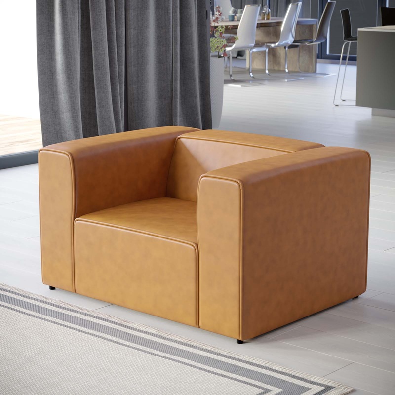 Mingle Vegan Leather Armchair Modway Model: EEI-4620-TAN