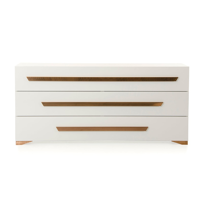 Nova Domus Juliet Italian Modern White & Rosegold Dresser Model VGACJULIET-DSR