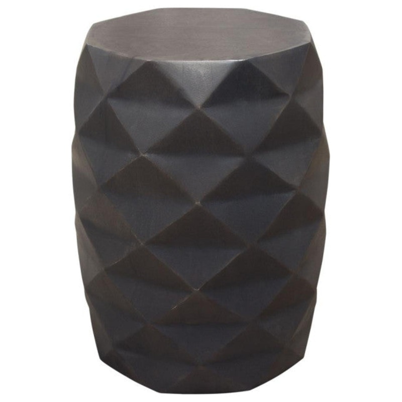 Fig Solid Mango Wood Accent Table in Grey Finish w/ Geometric Motif By Diamond Sofa