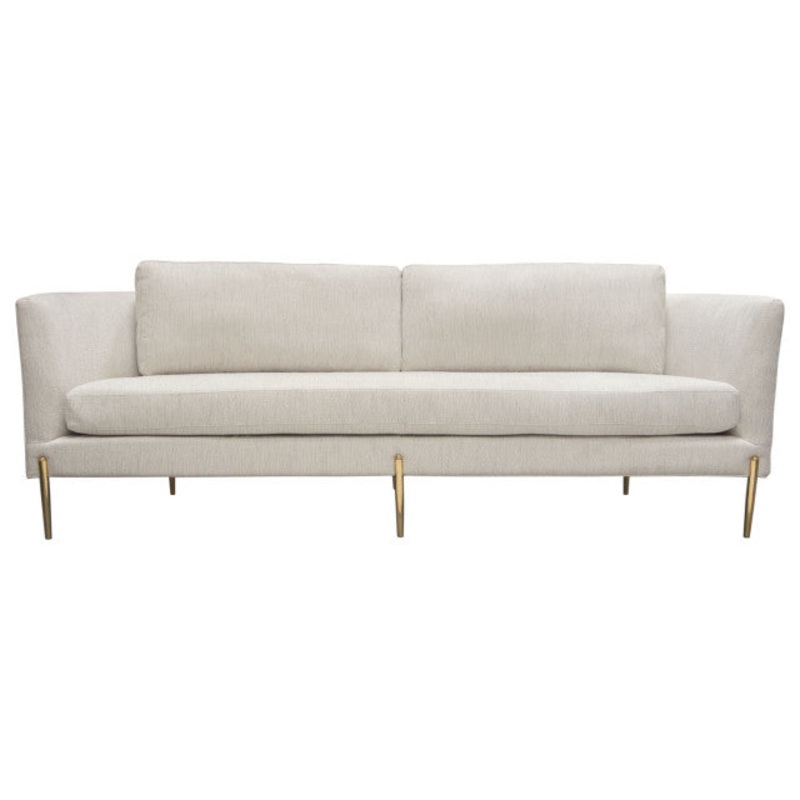 Lane Sofa in Light Cream Fabric with Gold Metal Legs By Diamond Sofa