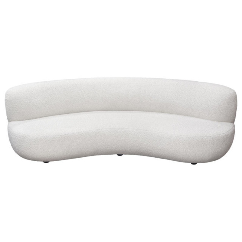 Simone Curved Sofa, White Faux Sheepskin Fabric By Diamond Sofa