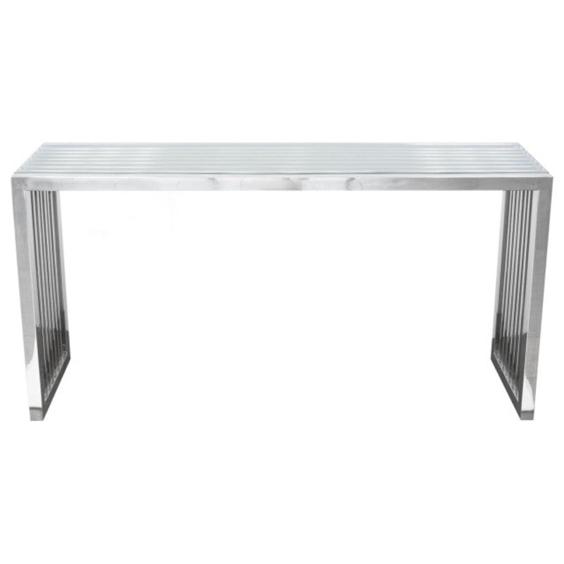 SOHO Rectangular Stainless Steel Console Table Clear, Tempered Glass Top By Diamond Sofa