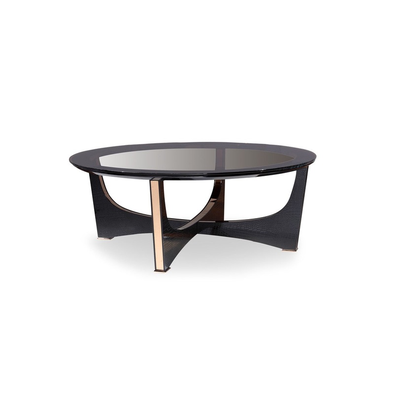 A&X Talin Modern Black Crocodile & Rosegold Coffee Table Model VGUNCK813-120