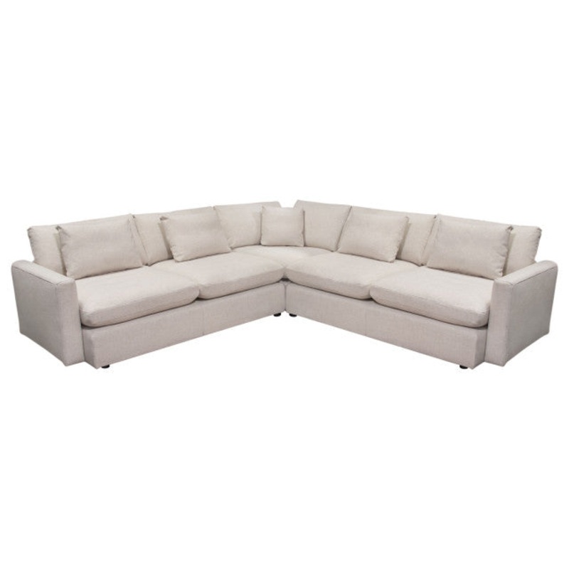 Arcadia 3PC Corner Sectional Feather Down Seating in Cream Fabric By Diamond Sofa
