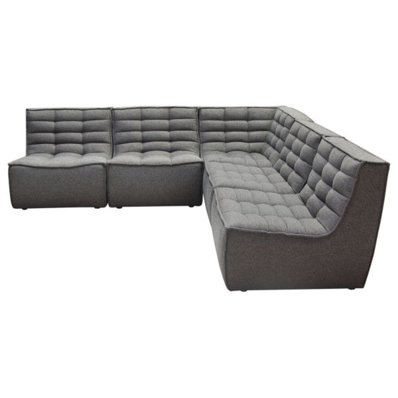 Marshall 5PC Corner Modular Sectional Scooped Seat in Grey Fabric By Diamond Sofa