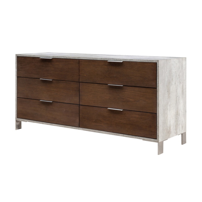 Nova Domus Conner Modern Dark Walnut & Faux Concrete Dresser Model VGAN-CONNER-DSR-DK
