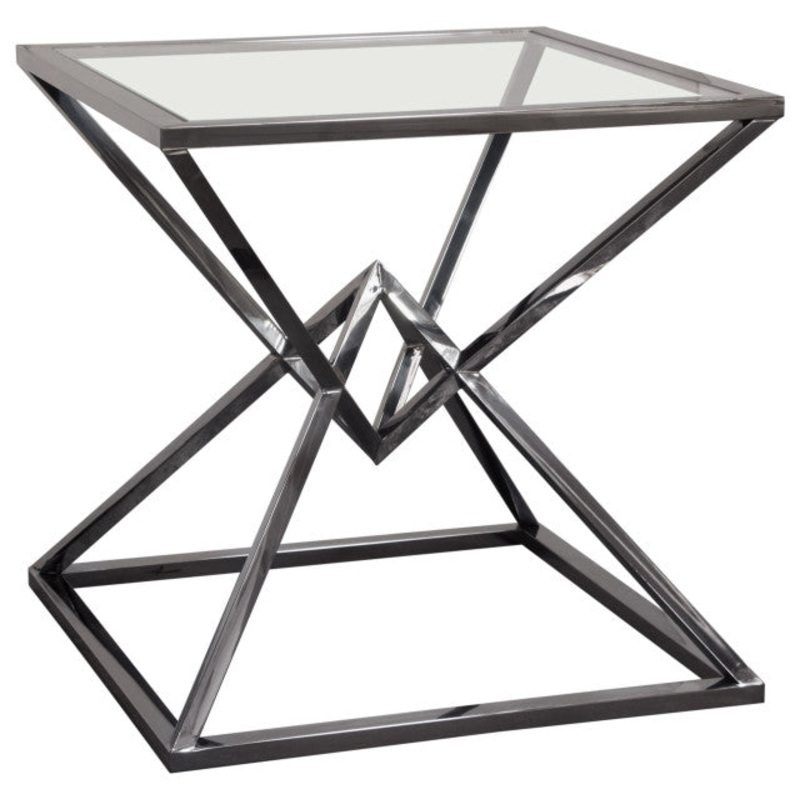 Aria Square End Table wiith Metal Base, Black By Diamond Sofa