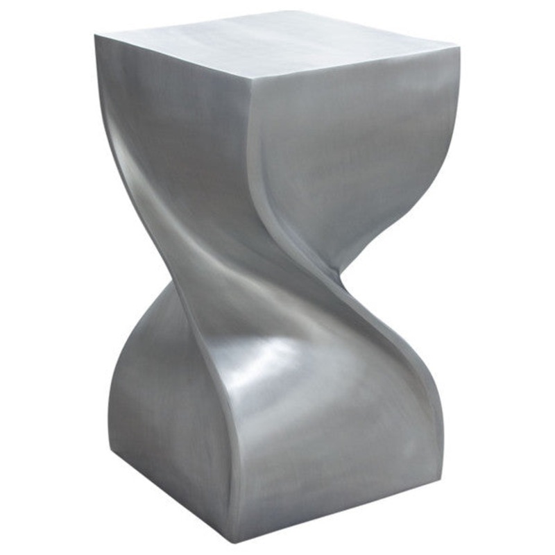 Spire Square Accent Table in Casted Aluminum in Nickel Finish By Diamond Sofa