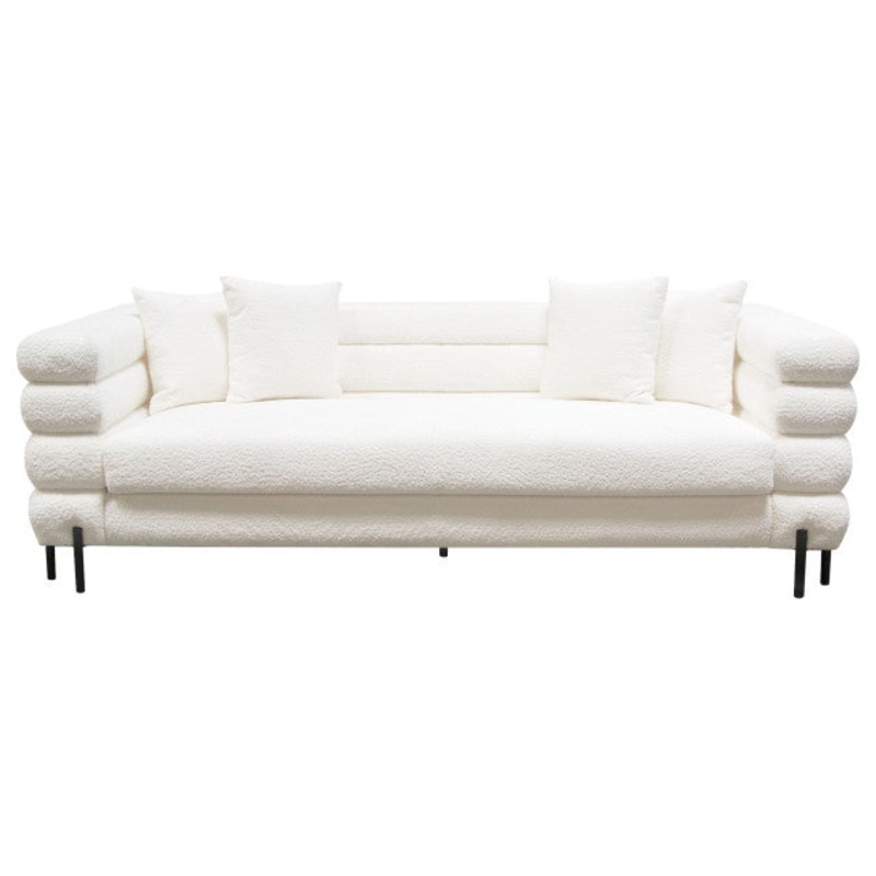 Vox Sofa, Faux White Shearling, Black Powder Metal Legs By Diamond Sofa