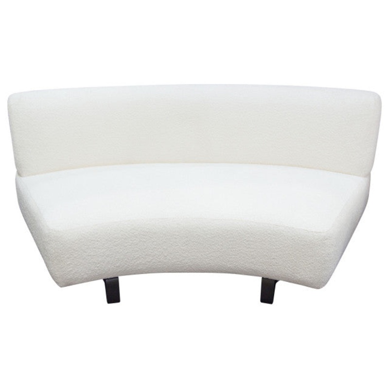 Vesper Curved Armless Sofa, Faux White Shearling, Black Wood Leg Base By Diamond Sofa