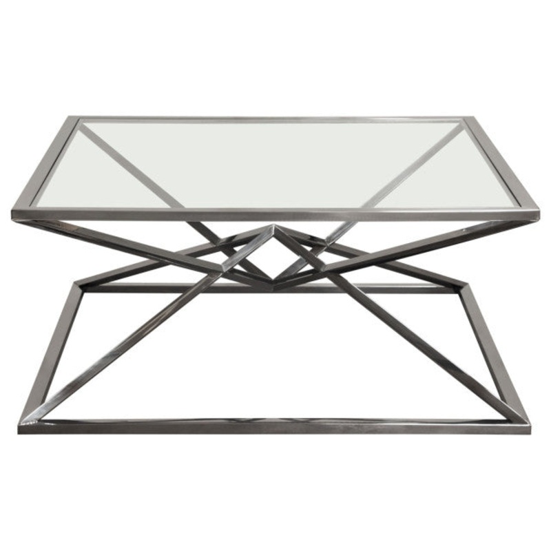 Aria Square Cocktail Table wiith Metal Base, Black By Diamond Sofa
