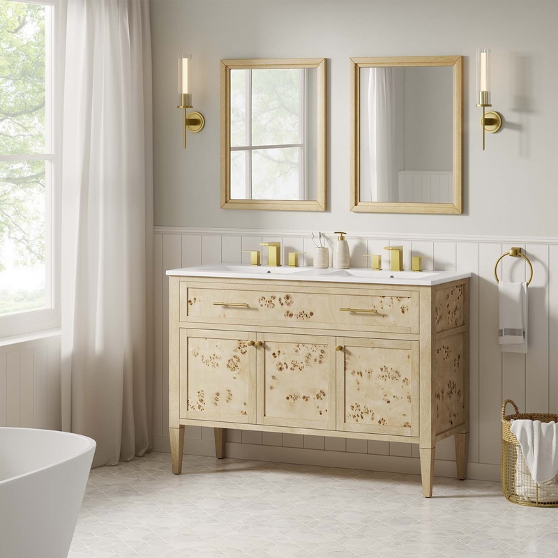 Elysian 48 Wood Double Sink Bathroom Vanity Modway Model: eei-6454