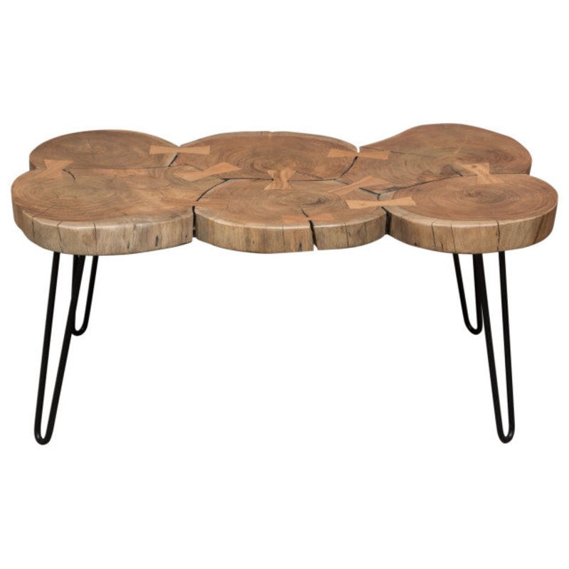 Joss Natural Acacia Live Edge Rectangle Cocktail Table Black Hairpin Legs By Diamond Sofa