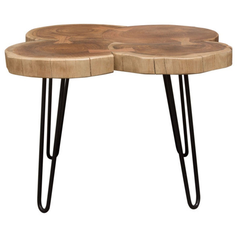 Joss Natural Acacia Live Edge Square Cocktail Table, Black Hairpin Legs By Diamond Sofa